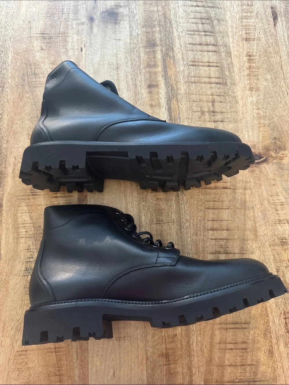 BOSS EXTRALIGHT Men's Black Leather Lace-Up Combat Boot NEW 45 EU / US 12